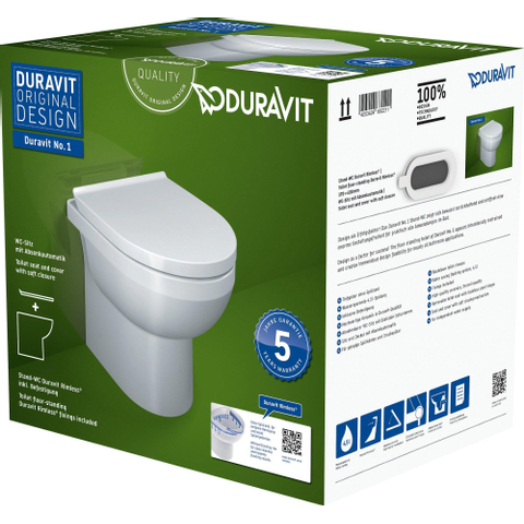 Duravit Durastyle Basic closetset Staand - diepspoel - spoelrandloos - 37x48cm - met softclose closetzitting - rimless - wit SW358501