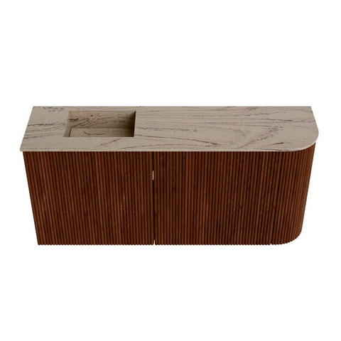 Mondiaz JOYA-DLUX 91.6cm meuble de toilette - arrondi droit couleur Ruby - Vasque FAYE position Gauche 1 trou de robinet couleur Arena. SW1425300