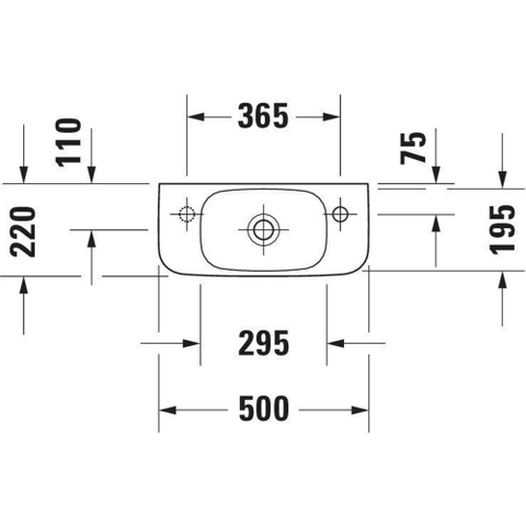 Duravit Durastyle fontaine 50x22 cm. trou de robinet à gauche blanc SW54123