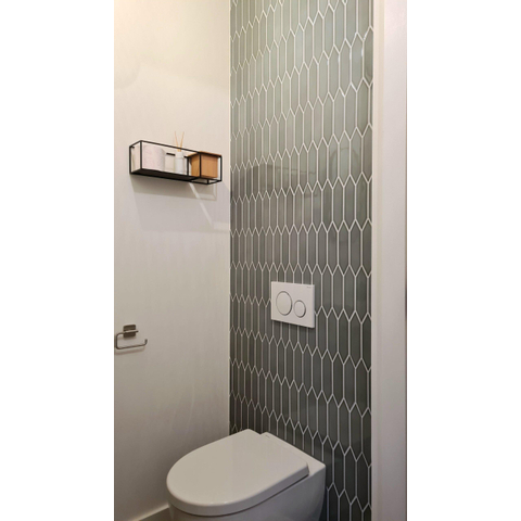 La Mosaic Factory Paris carreau mosaïque - 25,5x31,5cm - carrelage mural - Hexagone - Porcelaine Vert Gris Brillant SW471152