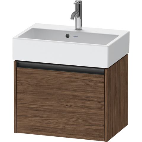 Duravit Ketho.2 Wastafelonderbouwkast - met 1 lade - 58.4x39x44cm - met greep antraciet - donker noten mat SW772860