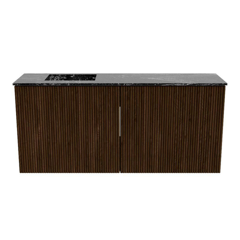 Mondiaz JOYA-DLUX 90cm meuble de salle de bains WC - couleur Walnut - Vasque FAYE position Gauche 1 trou de robinet couleur Lava. SW1422429
