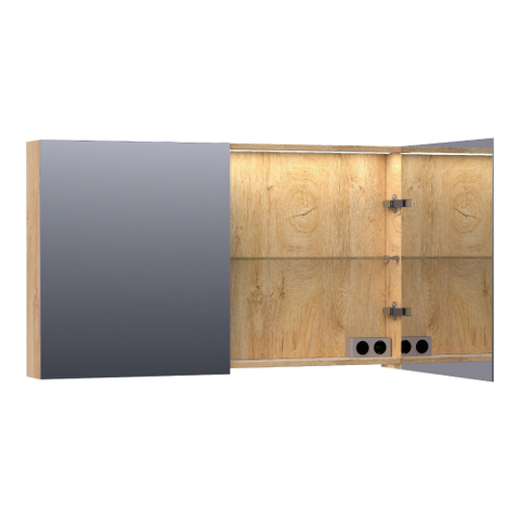 Saniclass Dual Spiegelkast - 120x70x15cm - 2 links- rechtsdraaiende spiegeldeur - MFC - nomad SW371714