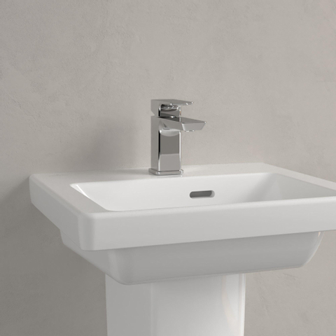Villeroy & Boch Subway 3.0 fontein - 45x37cm - met kraangat - met overloop - White Alpine (glans wit) SW654433