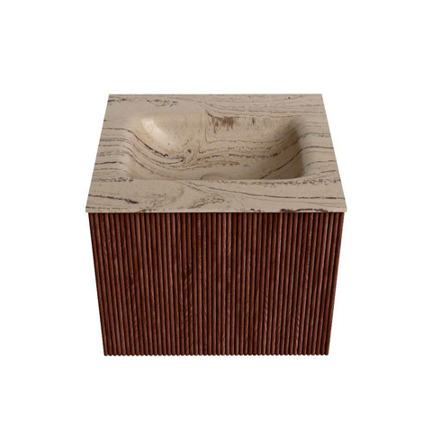 MONDIAZ KURVE-DLUX Meuble de salle de bains 50cm couleur Ruby avec 1 tiroir et 0 porte. Lavabo GRUNNE Central sans trou de robinet Arena. SW1431474
