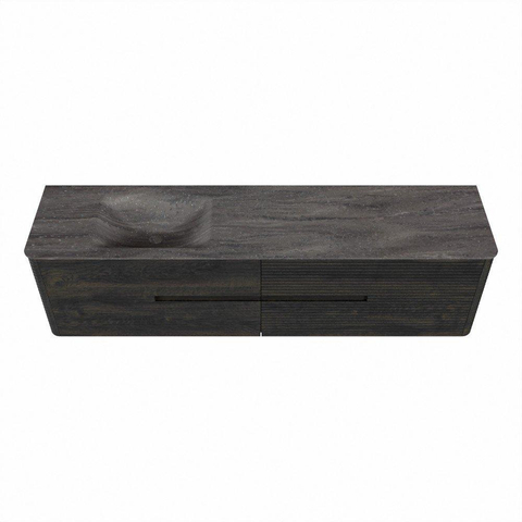 Mondiaz CIRO-DLUX Badkamermeubelset - 190x45x50cm - Solid surface wastafel Oza - 1 wasbak Links - zonder kraangaten - 4 lades - Shadow SW1532676
