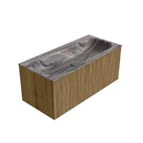 MONDIAZ KURVE-DLUX Meuble de salle de bains 100cm couleur Dusk avec 1 tiroir et 0 porte. Lavabo BIG MEDIUM Milieu sans trou de robinet Sombra. SW1433850
