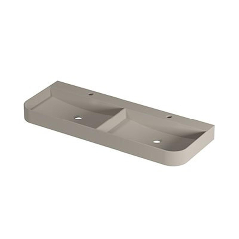INK Duomo Lavabo - 120x45x10cm - posé - coins arrondis - double vasque - 2 trous de robinet - polystone - coton crème mat SW1405806