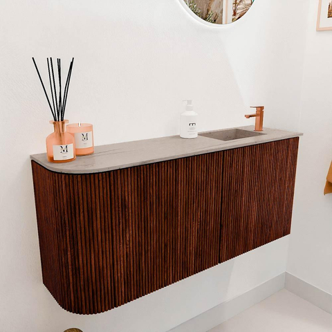 Mondiaz JOYA-DLUX 91.6cm toiletmeubel - ronding links kleur Ruby - Wastafel FAYE positie Rechts 1 kraangat kleur Saba. SW1425624