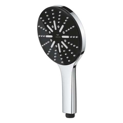 GroheRainshower Aquahanddouche smartactive m. 3 straalsoortenØ13cmrain, rain+ en activemassagechroom/zwart SW1186151