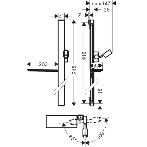 Hansgrohe Unica E - glijstang - met isiflex B - doucheslang - 160cm en casetta E zeepschaal - 90cm wit/chroom - wit chroom SW157212