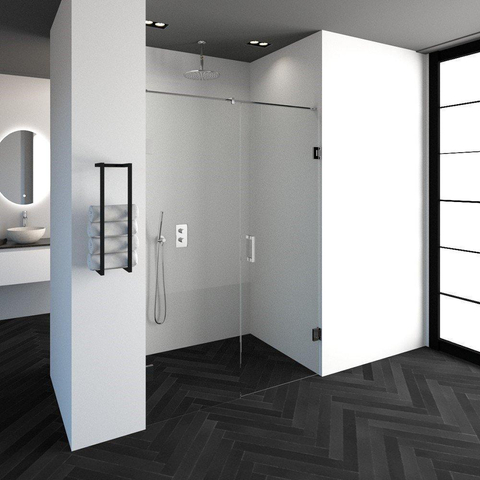 BRAUER Void nisdeur 2-delig helder glas 140x200 omkeerbaar met draaideur 70 aan muur incl. glascoating chroom SW223776