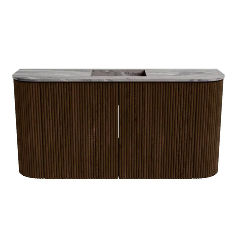 Mondiaz JOYA-DLUX 83.2cm toiletmeubel - ronding links en rechts kleur Walnut - Wastafel FAYE positie Midden Zonder kraangat kleur Sombra. SW1424770