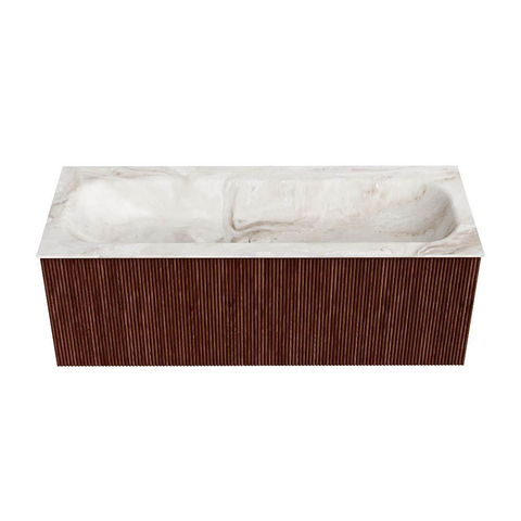 Mondiaz KURVE-DLUX Ensemble meuble de salle de bains - 120x46x40cm - 1 tiroir - vasque solid surface - central - sans trou de robinet - Ruby SW1415668