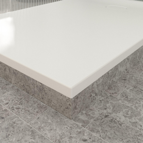 Villeroy & Boch Ecora douchebak - 150x100x3.5cm - afvoer korte zijde - stone white (wit) SW1558958