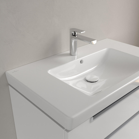 Villeroy & Boch Subway 2.0 meubelwastafel - 80x47cm - 1 kraangat - met overloop CeramicPlus - White Alpine (glans wit) 1024065