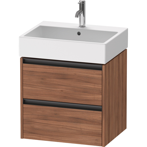 Duravit Ketho.2 Wastafelonderbouwkast - met 2 laden - 58.4x46x54.9cm - met grepen antraciet - noten mat SW772410