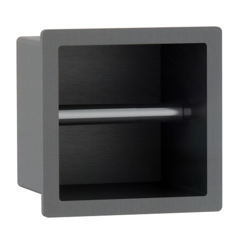 Fortifura Calvi Toiletrolhouder - inbouw - 17.3x17.3x15.3cm - PVD - geborsteld gunmetal (antraciet) SW1126063