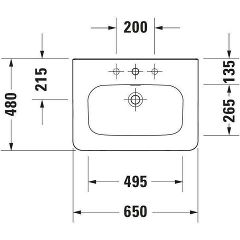 Duravit Durastyle Meubelwastafel - met overloop - met 1 kraangat - 65x48cm - wit SW54141