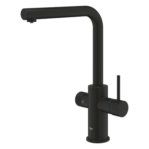Grohe Blue Pure 1-gats Wastafelkraan - met filterfunctie - uittrekbare uitloop - voorsprong 22.3cm - phantom black (zwart) SW815965