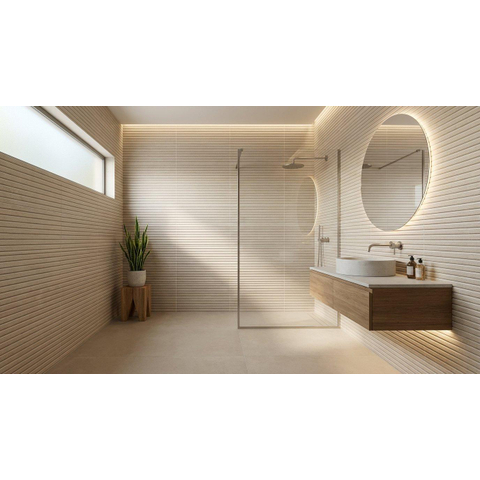 ÉCHANTILLON Terravito Melora carreau mural - 30x75cm - rectifié - Aspect béton - Sand décor mat (beige) SW1130589