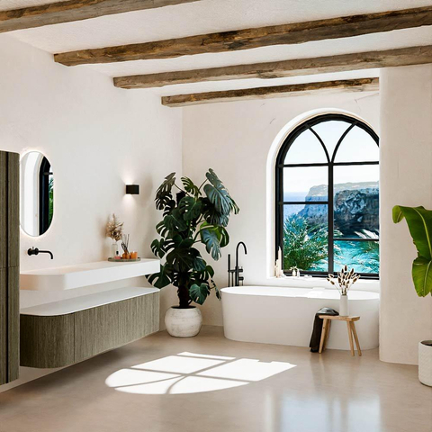 MONDIAZ THOR 180cm meuble de salle de bains arrondi gauche + droite couleur Shadow avec 2 tiroirs et 2 portes. Vasque suspendue CLOUD Gauche sans trou de robinet couleur Talc. SW1466062
