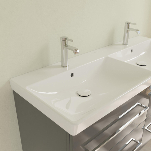 Villeroy & Boch Avento dubbele meubelwastafel - 120x47cm - 2 kraangaten - met overloop CeramicPlus - White Alpine (glans wit) SW209498