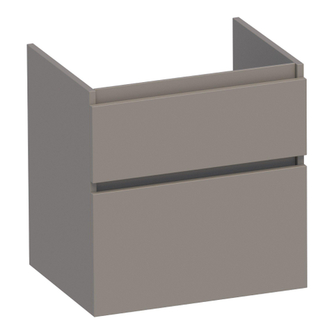 BRAUER Delight meuble sous-lavabo - 60x46x60cm - 2 tiroirs softclose - sans poignée - 1 découpe pour siphon - taupe mat SW1199380