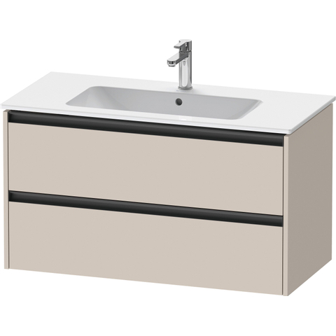 Duravit Ketho 2 wastafelonderbouwkast met 2 laden 101x48x55cm met grepen antraciet taupe mat SW771992