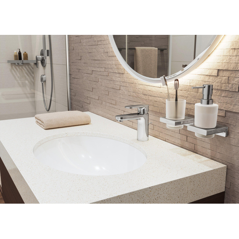 Hansgrohe AddStoris Q AddStorisdrikbeker mat - glas - met houder - hoogglans chroom SW651133