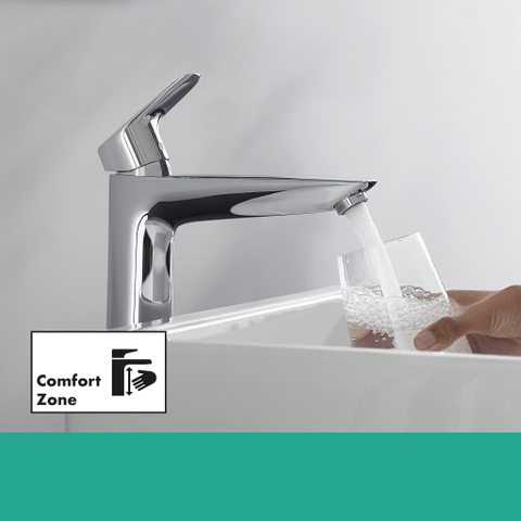 Hansgrohe Logis 1 greeps wastafelkraan - 190 met trekwaste - hoogglans chroom 0605644