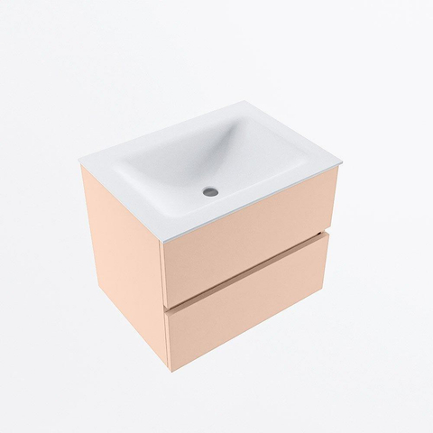 MONDIAZ VICA Badkamermeubelset - 60cm - onderkast rosee- 2 lades - wastafel cloud midden - zonder kraangaten - 60cm hoge versie - talc SW1083343