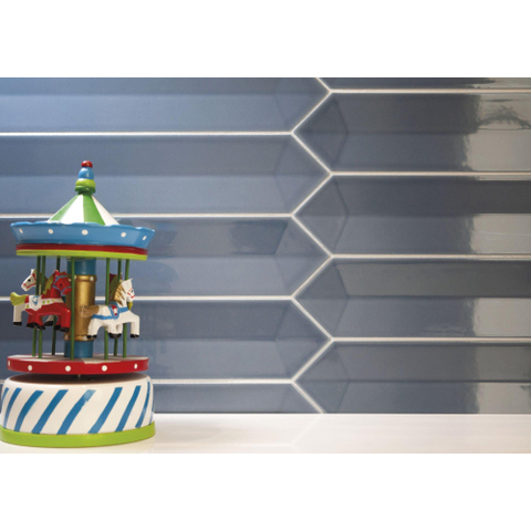 ÉCHANTILLON Terravito Ulvara carreau mural - 6,5x33,2cm - 8mm - Hexagone - Bleu brillant SW736303