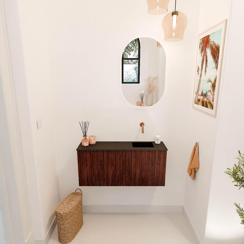 Mondiaz JOYA 90cm meuble de toilette - couleur Ruby - Lavabo FAYE position Droite Sans trou de robinet couleur Urban SW1421844