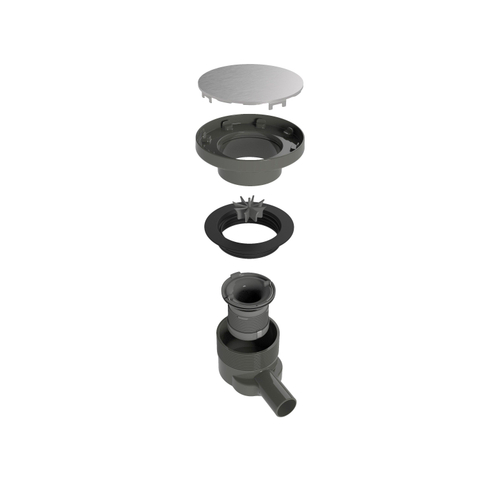 Easy Drain Aqua Round siphon de sol avec élément de finition en ABS avec grille en inox et sortie latérale Ø15cm profondeur d''encastrement 72 108mm garde d''eau 50 à 25mm AQUA RDX15 MSI6 2302711