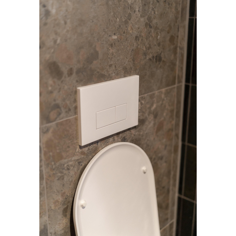 QeramiQ Dely Toiletset - 36.3x51.7cm - diepspoel - rimless - Geberit UP320 inbouwreservoir - met Burda frame - softclose toiletzitting - glans witte bedieningsplaat - rechtehoekige knoppen - glans wit SW804632