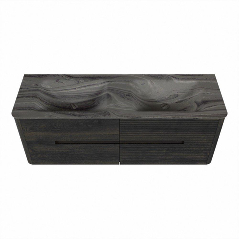 Mondiaz CIRO-DLUX Meuble de salle de bains ensemble - 140x45x50cm - vasque solid surface Sombra - 2 vasques double - sans trous de robinet - 4 tiroirs - Shadow SW1532772