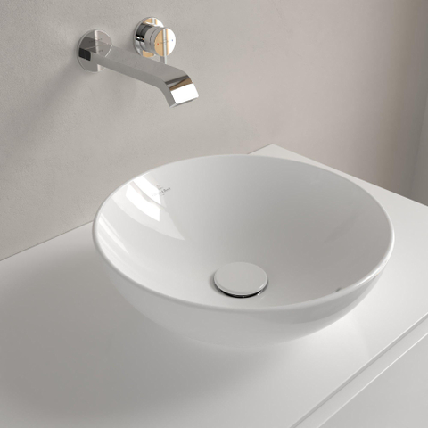 Villeroy & Boch Loop & Friends opzetwastafel - 38x38cm - zonder kraangat - met overloop CeramicPlus - White Alpine (glans wit) SW644143