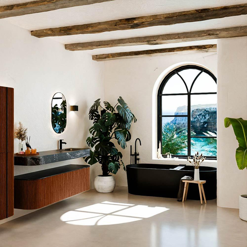 MONDIAZ THOR-DLUX 170cm badmeubel ronding links + rechts kleur Ruby met 1 lade en 2 deuren. Vrijhangende wastafel CLOUD Rechts 1 kraangat kleur Lava. SW1465494