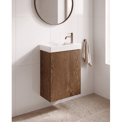 Saniclass Holz Pure Fonteinkast - 39.4x21.5x55cm - 1 deur - Eiken charcoal SW1482338