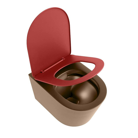Mondiaz LAVIE WC suspendu – sans bride – 36 x 53 cm – avec abattant softclose – Rust (brun), abattant Fire (rouge) SW1208622