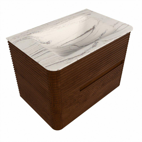 Mondiaz CIRO-DLUX Badkamermeubelset - 70x45x50cm - Solid surface wastafel Nata - 1 wasbak Midden - 1 kraangat - 2 lades - Ruby SW1531802