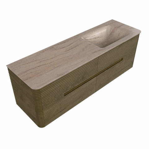 Mondiaz CIRO-DLUX Meuble de salle de bains - 150x45x50cm - Plan-vasque en solid surface Saba - 1 vasque à droite - sans trous de robinetterie - 4 tiroirs - Dusk SW1533348