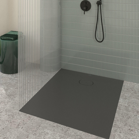 Villeroy & Boch Ecora douchebak - 100x90x3.5cm - afvoer korte zijde - anthracite (antraciet) SW1558967