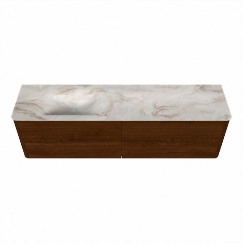 Mondiaz CIRO-DLUX Badkamermeubelset - 180x45x50cm - Solid surface wastafel Frappe - 1 wasbak Links - zonder kraangaten - 4 lades - Ruby SW1531530