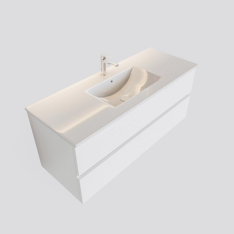 MONDIAZ VICA Ensemble de meuble salle de bain - 120cm - 2 tiroirs - lavabo Denia central - 1 trou de robinet - céramique talc SW409927