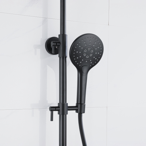 FugaFlow Eccelente Ensemble de douche de tête - thermostatique - douche de tête 30cm - flexible lisse - douchette ronde - noir mat SW1451032