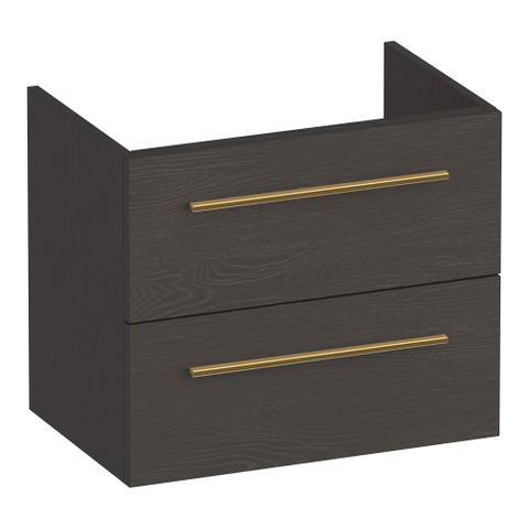 BRAUER Trust meuble sous-lavabo peu profond 60 sans poignées rapportées 2 tiroirs à fermeture douce et 1 découpe pour siphon - Timber Anthracite SW1204128