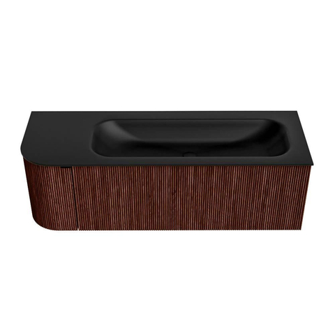 Mondiaz KURVE Badkamermeubelset - 135x46x40cm - 1 lade - 1 deur - wastafel solid surface - rechts - 1 kraangat - Ruby SW1415348
