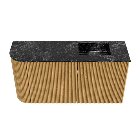 Mondiaz JOYA-DLUX Meuble de toilette 81,6cm - arrondi gauche couleur Chêne - Vasque FAYE position Droite 1 trou de robinet couleur Lava SW1422077